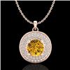 Image 1 : 1.25 CTW Intense Fancy Yellow Diamond Art Deco Stud Necklace 18K Rose Gold - REF-161A8X - 38142