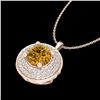 Image 2 : 1.25 CTW Intense Fancy Yellow Diamond Art Deco Stud Necklace 18K Rose Gold - REF-161A8X - 38142
