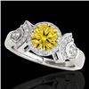 Image 1 : 1.56 CTW Certified Si/I Fancy Intense Yellow Diamond Solitaire Halo Ring 10K White Gold - REF-209T3M