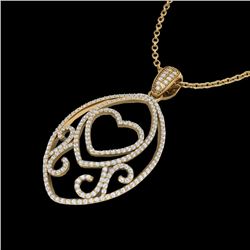 1.75 CTW Micro Pave VS/SI Diamond Designer Heart Necklace 18K Yellow Gold - REF-186X4T - 22590