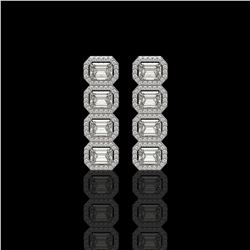 5.33 CTW Emerald Cut Diamond Designer Earrings 18K White Gold - REF-1125T6M - 42791