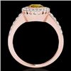 Image 2 : 1.5 CTW Certified Si/I Fancy Intense Yellow Diamond Solitaire Halo Ring 10K Rose Gold - REF-180N2Y -