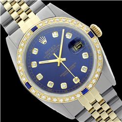 Rolex Men's Two Tone, QuickSet, Diam Dial & Diam/Sapphire Bezel - REF-557M4F