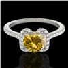 Image 1 : 1.33 CTW Certified Si/I Fancy Intense Yellow Diamond Solitaire Halo Ring 10K White Gold - REF-163W5F