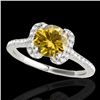 Image 2 : 1.33 CTW Certified Si/I Fancy Intense Yellow Diamond Solitaire Halo Ring 10K White Gold - REF-163W5F