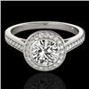 Image 1 : 1.3 CTW H-SI/I Certified Diamond Solitaire Halo Ring 10K White Gold - REF-168A4X - 33625