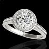 Image 2 : 1.3 CTW H-SI/I Certified Diamond Solitaire Halo Ring 10K White Gold - REF-168A4X - 33625