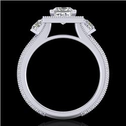 2.5 CTW Princess VS/SI Diamond Micro Pave 3 Stone Ring 18K White Gold - REF-527K3W - 37196