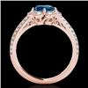 Image 2 : 2.05 2.05 CTW Si Certified Fancy Blue Diamond Solitaire Halo Ring 10K Rose Gold - REF-263T6M - 34483