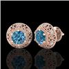 Image 2 : 1.31 CTW Fancy Intense Blue Diamond Art Deco Stud Earrings 18K Rose Gold - REF-149T3M - 37559