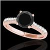Image 1 : 1.25 CTW Certified VS Black Diamond Solitaire Ring 10K Rose Gold - REF-52H8A - 34823