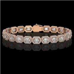 14.57 CTW Emerald Cut Diamond Designer Bracelet 18K Rose Gold - REF-3045X6T - 42663