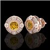 Image 2 : 1.5 CTW Intense Fancy Yellow Diamond Art Deco Stud Earrings 18K Rose Gold - REF-178K2W - 37701