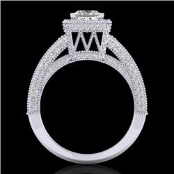 3.5 CTW Princess VS/SI Diamond Solitaire Micro Pave Ring 18K White Gold - REF-581T8M - 37166
