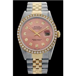 Rolex Men's Two Tone 14K Gold/SS, QuickSet, Diamond Dial & Diamond Bezel - REF-557Y3X
