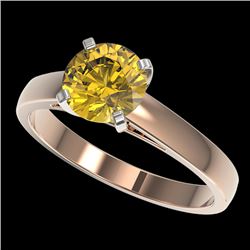 1.50 CTW Certified Intense Yellow SI Diamond Solitaire Ring 10K Rose Gold - REF-216Y3K - 33028