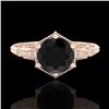 Image 2 : 1.17 CTW Fancy Black Diamond Solitaire Engagement Art Deco Ring 18K Rose Gold - REF-85H5A - 38032