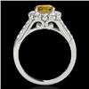 Image 2 : 2 CTW Certified Si/I Fancy Intense Yellow Diamond Solitaire Halo Ring 10K White Gold - REF-207X3T - 