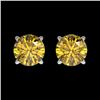 Image 1 : 1.04 CTW Certified Intense Yellow SI Diamond Solitaire Stud Earrings 10K White Gold - REF-116X3T - 3