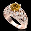 Image 1 : 2 CTW Intense Yellow Diamond Solitaire Engagement Art Deco Ring 18K Rose Gold - REF-309N3Y - 37981