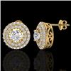 Image 2 : 1.20 CTW Micro Pave VS/SI Diamond Earrings 18K Yellow Gold - REF-118H2A - 20198