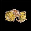 Image 4 : 1.54 CTW Certified Intense Yellow SI Diamond Solitaire Stud Earrings 10K Rose Gold - REF-192N2Y - 36