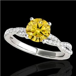 1.25 CTW Certified Si/I Fancy Intense Yellow Diamond Solitaire Ring 10K White Gold - REF-218X2T - 35