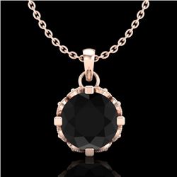 1.14 CTW Fancy Black Diamond Solitaire Art Deco Stud Necklace 18K Rose Gold - REF-81K8W - 37374