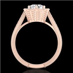 1.33 CTW VS/SI Diamond Solitaire Art Deco Ring 18K Rose Gold - REF-418A2X - 37104