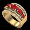 Image 2 : 2.25 CTW Ruby & Micro Pave VS/SI Diamond Designer Ring 10K Yellow Gold - REF-71X3T - 20803