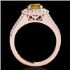 Image 2 : 2.17 CTW Certified Si/I Fancy Intense Yellow Diamond Solitaire Halo Ring 10K Rose Gold - REF-309F3N 