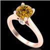 Image 1 : 1.6 CTW Intense Fancy Yellow Diamond Engagement Art Deco Ring 18K Rose Gold - REF-289Y3K - 38219