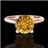 Image 2 : 1.6 CTW Intense Fancy Yellow Diamond Engagement Art Deco Ring 18K Rose Gold - REF-289Y3K - 38219