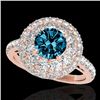 Image 1 : 2.09 CTW Si Certified Fancy Blue Diamond Solitaire Halo Ring 10K Rose Gold - REF-220X2T - 33694
