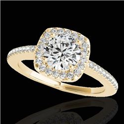 1.25 CTW H-SI/I Certified Diamond Solitaire Halo Ring 10K Yellow Gold - REF-161M8H - 33825