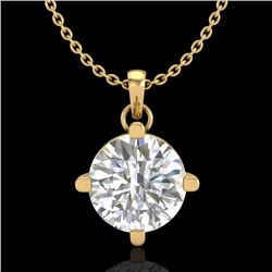 1 CTW VS/SI Diamond Solitaire Art Deco Stud Necklace 18K Yellow Gold - REF-345K5W - 37234