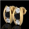 Image 1 : 2.18 CTW Fancy Black Diamond Solitaire Art Deco Stud Earrings 18K Yellow Gold - REF-180W2F - 37767