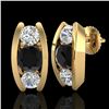 Image 2 : 2.18 CTW Fancy Black Diamond Solitaire Art Deco Stud Earrings 18K Yellow Gold - REF-180W2F - 37767