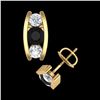 Image 4 : 2.18 CTW Fancy Black Diamond Solitaire Art Deco Stud Earrings 18K Yellow Gold - REF-180W2F - 37767