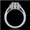 Image 4 : 1.65 CTW Intense Fancy Yellow Diamond Engagement Art Deco Ring 18K White Gold - REF-230W9F - 37728