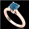 Image 1 : 1.08 CTW Fancy Intense Blue Diamond Solitaire Art Deco Ring 18K Rose Gold - REF-161K8W - 38203