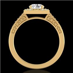 1.1 CTW VS/SI Diamond Art Deco Ring 18K Yellow Gold - REF-227H3A - 37267