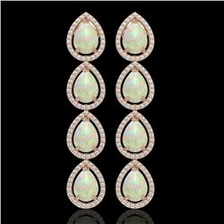 9.12 CTW Opal & Diamond Halo Earrings 10K Rose Gold - REF-174X5T - 41298