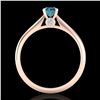Image 4 : 0.4 CTW Intense Blue Diamond Solitaire Engagement Art Deco Ring 18K Rose Gold - REF-80X2T - 38182