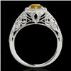 Image 2 : 1.4 CTW Certified Si/I Fancy Intense Yellow Diamond Solitaire Antique Ring 10K White Gold - REF-236N