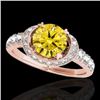 Image 1 : 1.75 CTW Certified Si/I Fancy Intense Yellow Diamond Solitaire Halo Ring 10K Rose Gold - REF-180M2H 