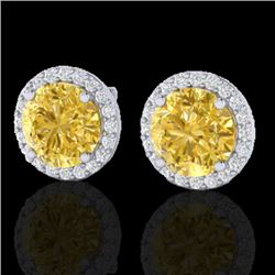 4 CTW Citrine & Halo VS/SI Diamond Micro Pave Earrings Solitaire 18K White Gold - REF-62K2W - 21486