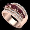 Image 2 : 2.25 CTW Garnet & Micro Pave VS/SI Diamond Designer Ring 10K Rose Gold - REF-69W3F - 21037