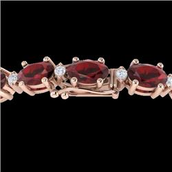 25.8 CTW Garnet & VS/SI Certified Diamond Eternity Bracelet 10K Rose Gold - REF-119Y3K - 29453