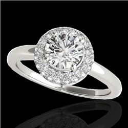 1.43 CTW H-SI/I Certified Diamond Solitaire Halo Ring 10K White Gold - REF-169M3H - 33661